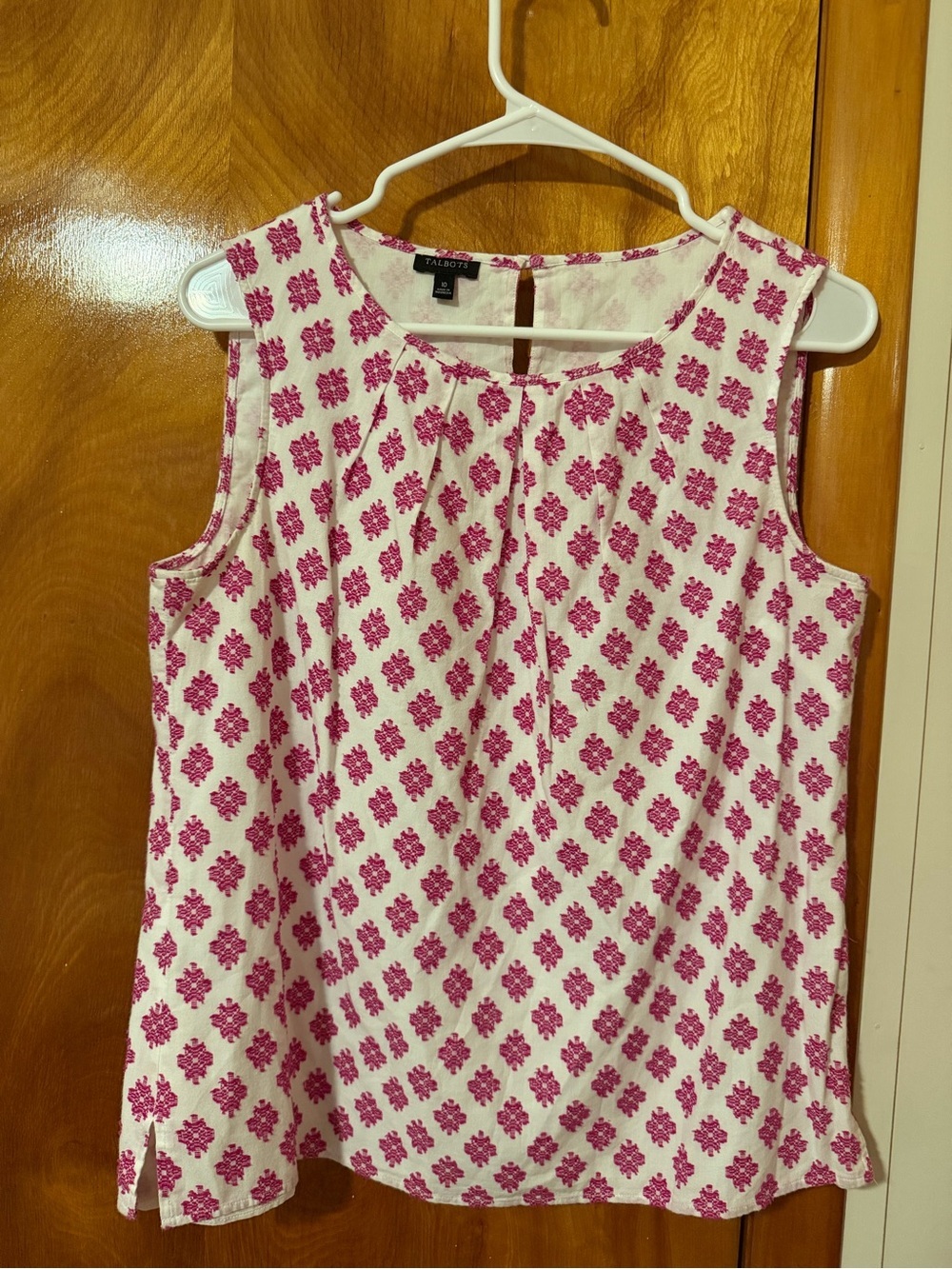 Talbots White Tank with Pink Floral Motif
